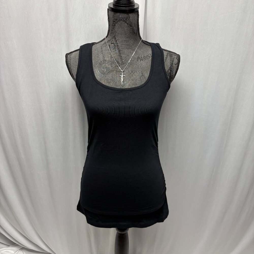 Venus Black Sleeveless Ruched Tank Top Womens Size Small Casual Layering